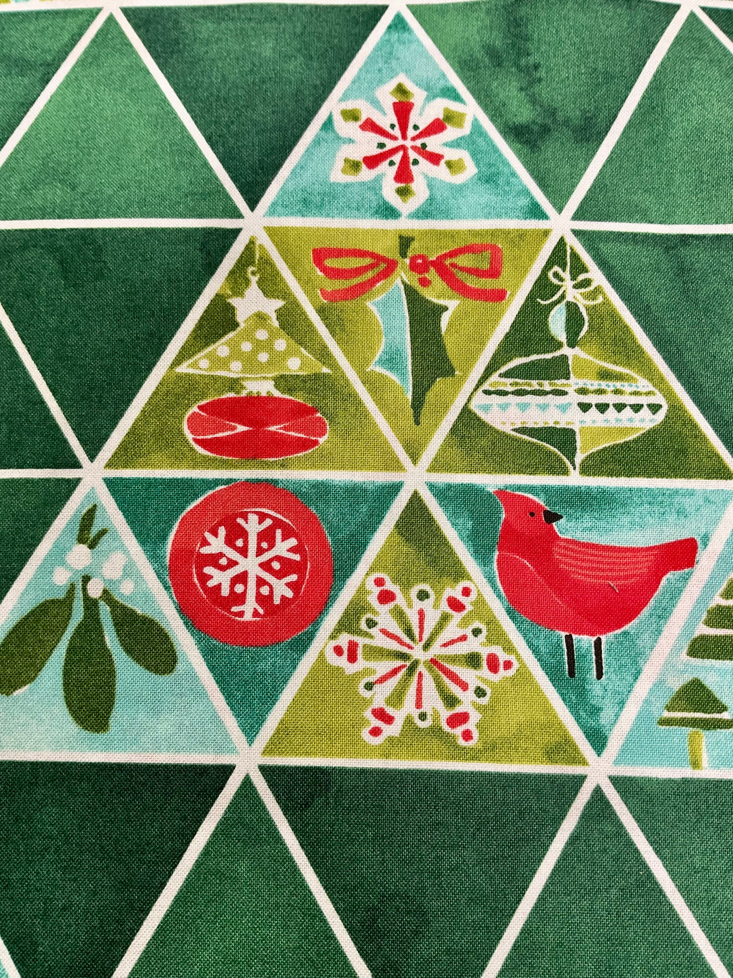 Winterly Spruce Christmas Tree Mosaic - sold by the 1/2 yard