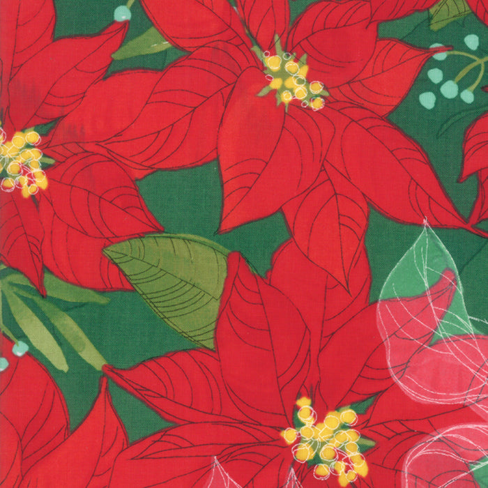 Splendid - Poinsettias on Green - Sold by the half yard