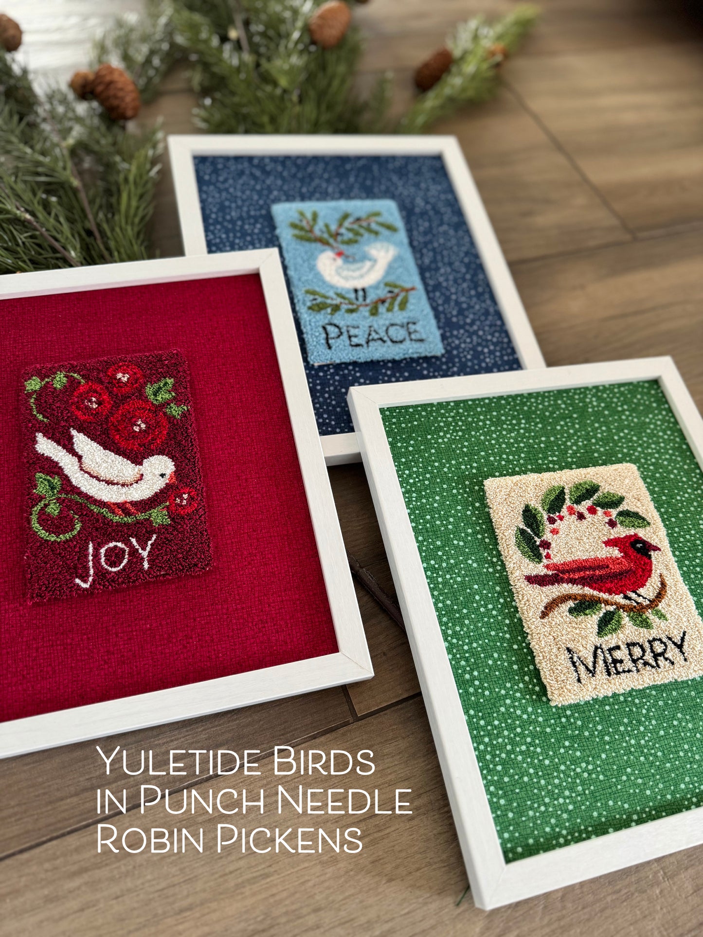 Yuletide Birds finishing bundle of three (3) 12" x 14" FABRIC ONLY!