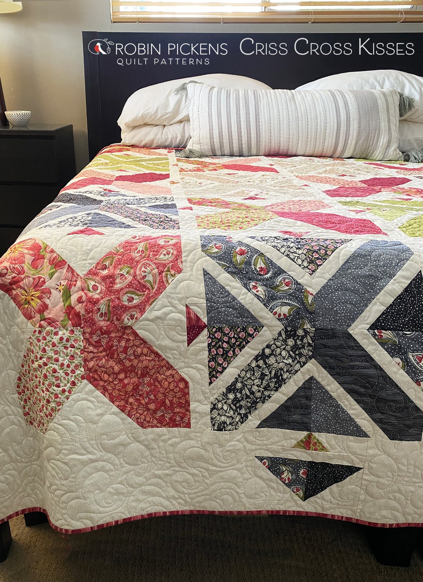 CRISS CROSS KISSES printed booklet quilt pattern, Robin Pickens, Lap or Queen