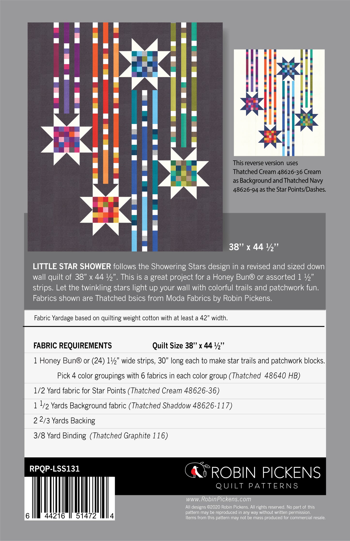 LITTLE STAR SHOWER Quilt Pattern Printed Booklet WALL/LAP Quilt 38 x 44 1/2"