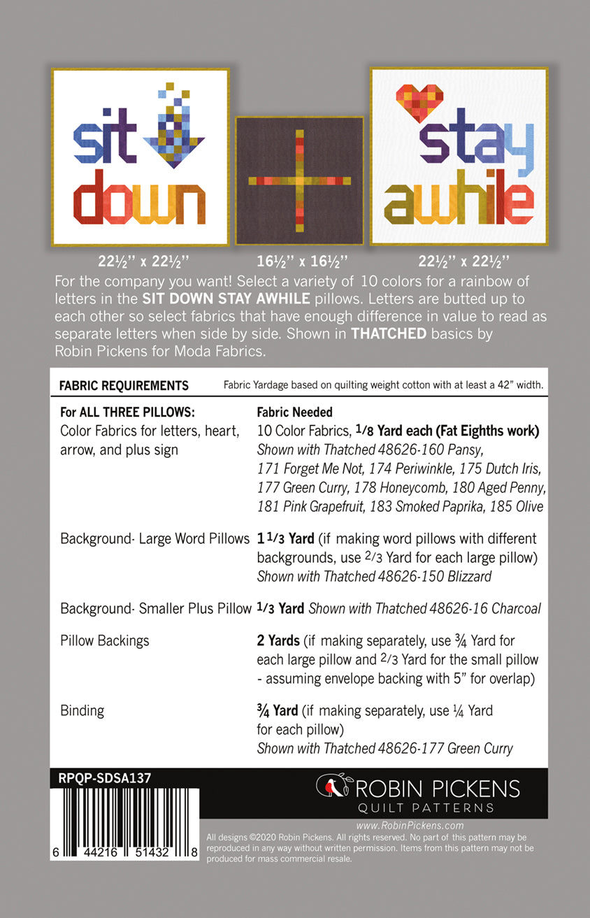 Sit Down Stay Awhile Pillow Covers, Digital PDF