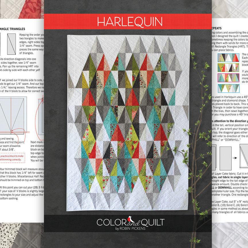Harlequin Digital PDF Quilt Pattern by Robin Pickens /Layer Cake Precut friendly/49" x 71" or 61" x 83"
