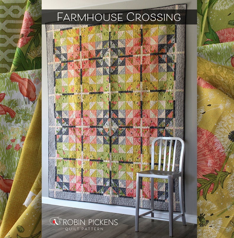 FARMHOUSE CROSSING Digital PDF Quilt Pattern by Robin Pickens / Twin and Lap/Wall size