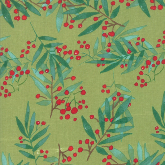Splendid - Simple Leaves on Green - Sold by the half yard