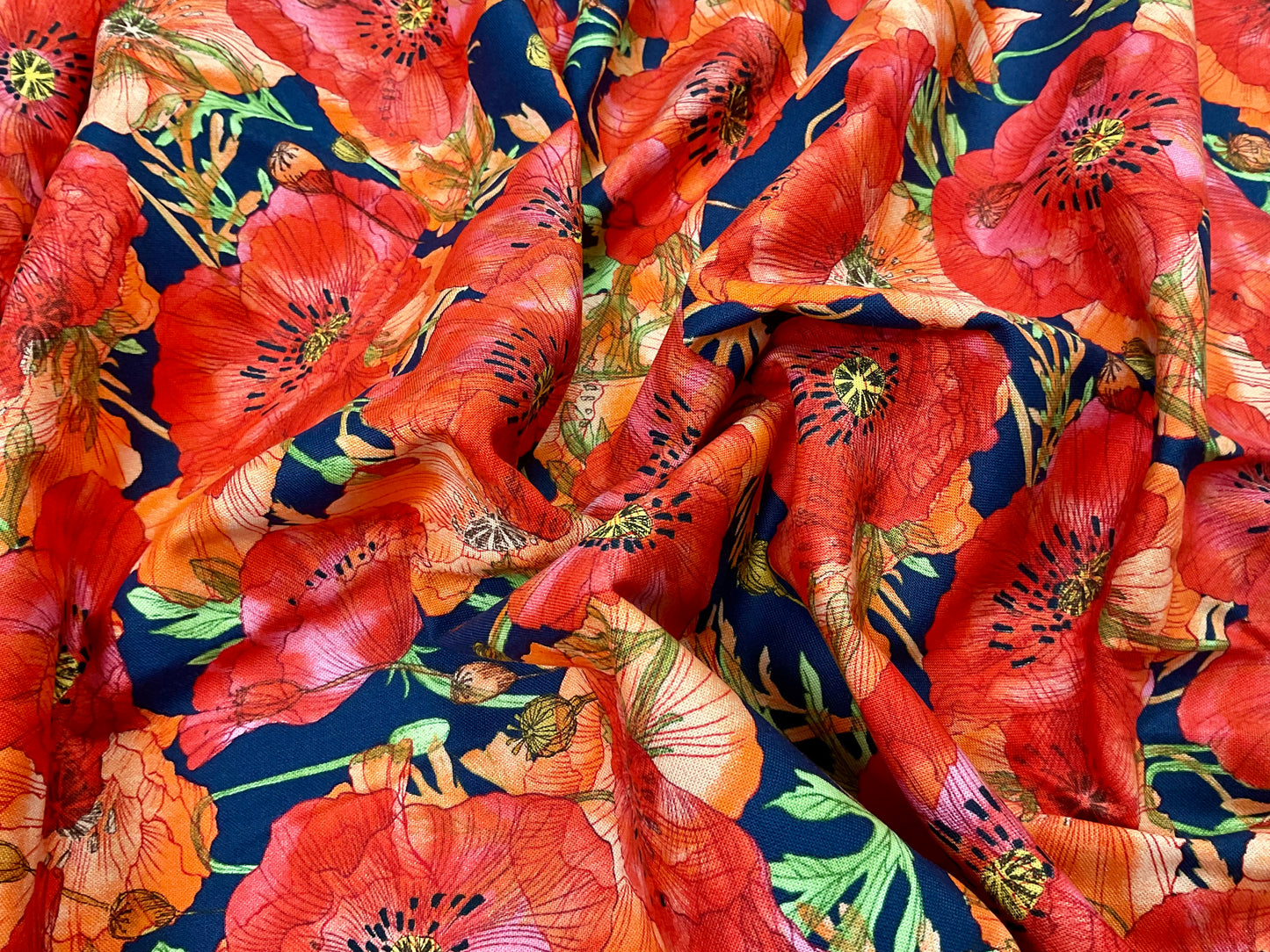 Superbloom Poppy Indigo - by the yard