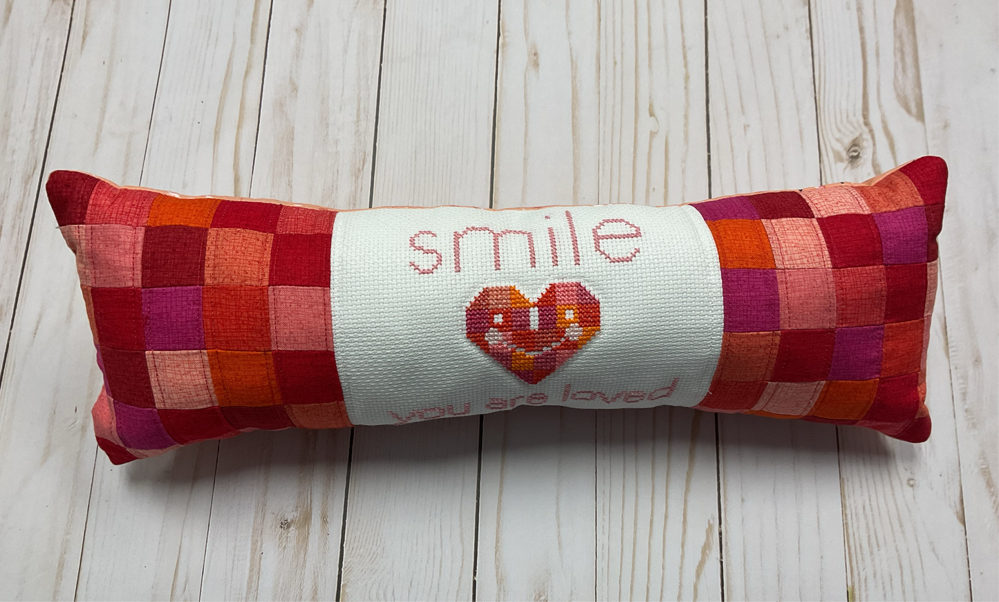 Smile you are loved patchwork fabric pieces for pillow