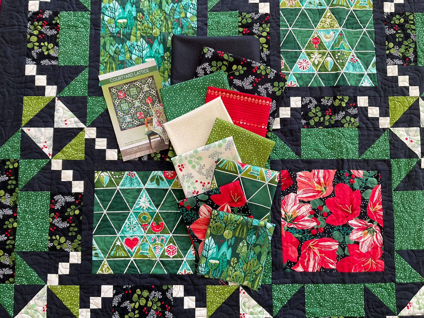 A Quilt Kit of Courtyard Lattice in Dark Colorway