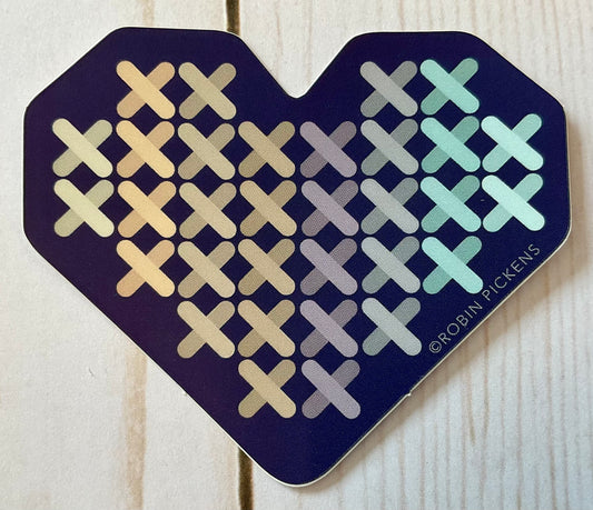 Cross Stitch Heart Sticker dark