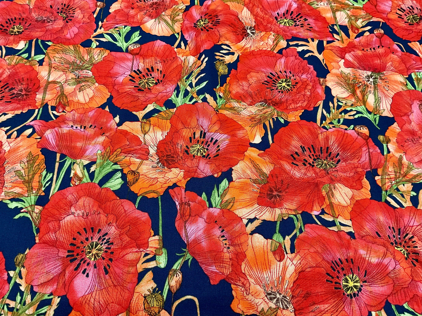 Superbloom Poppy Indigo - by the yard