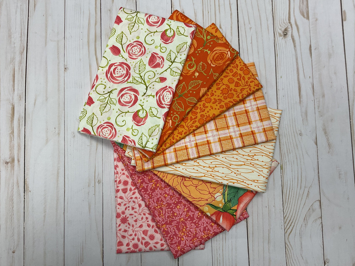 Pretty pinks and orange Half Yard Bundle 8 Fabrics