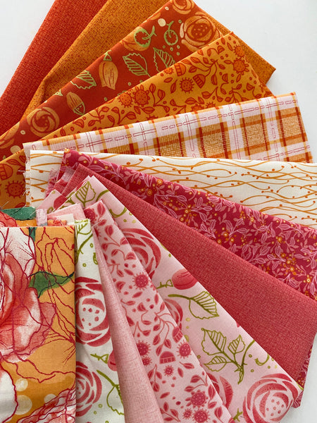 Abby Rose 13 Fat Quarters in pink and orange colorways