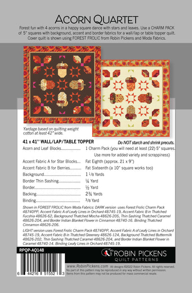 Acorn Quartet Printed pattern - charm pack friendly
