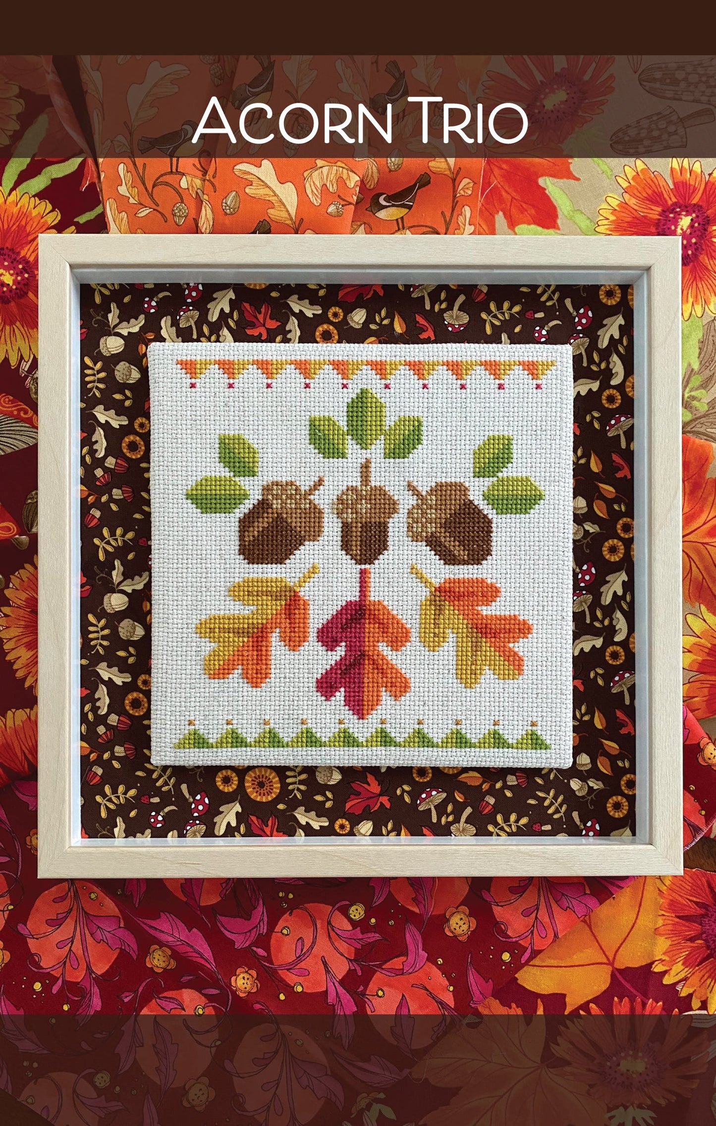 Acorn Trio Cross Stitch Printed Pattern