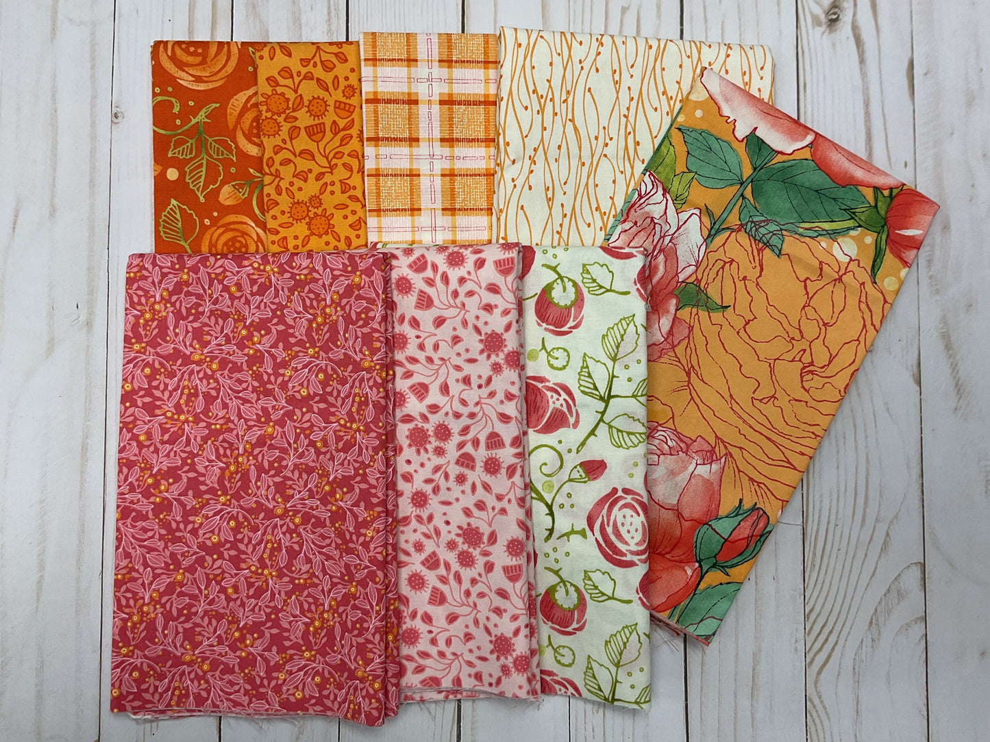 Pretty pinks and orange Half Yard Bundle 8 Fabrics