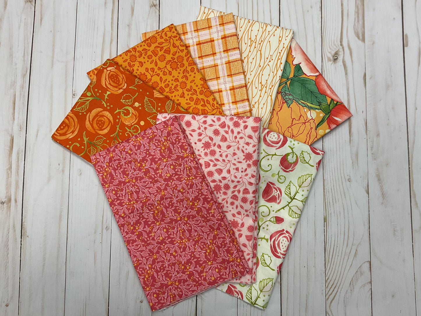 Pretty pinks and orange Half Yard Bundle 8 Fabrics