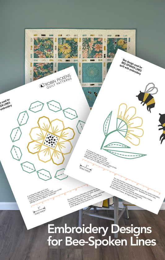 Bee-Spoken Lines embroidery traceable designs -Bee and Flower