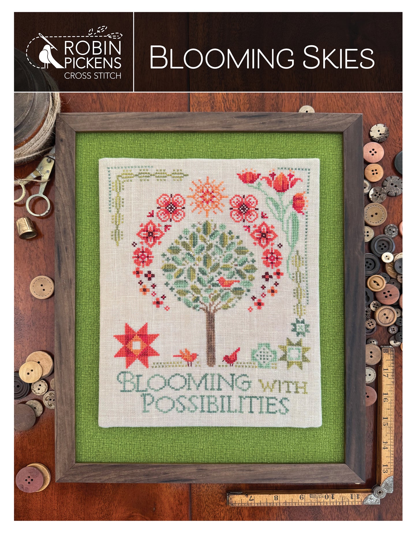 Blooming Skies Cross Stitch printed pattern