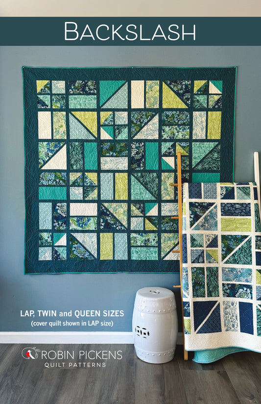 BACKSLASH Quilt Pattern PRINTED booklet by Robin Pickens. Geometric Lap, Twin, or Queen