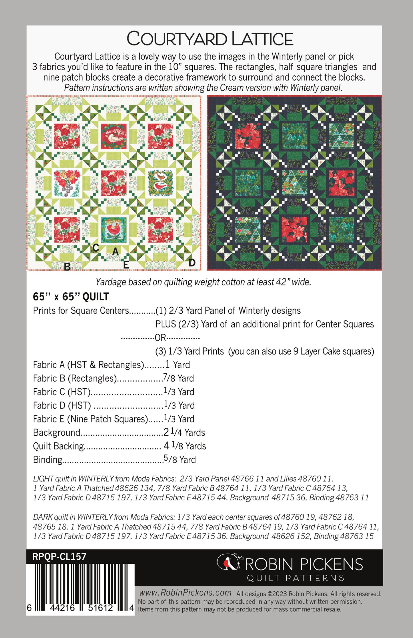 Courtyard Lattice Quilt Pattern, printed booklet