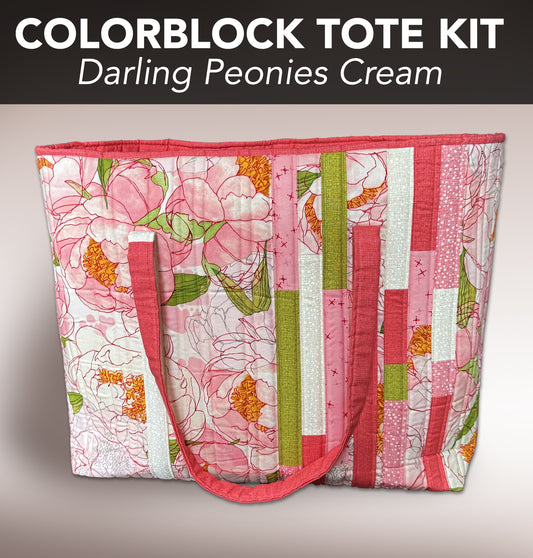 Colorblock Tote Kit - Darling Peonies Cream colorway.