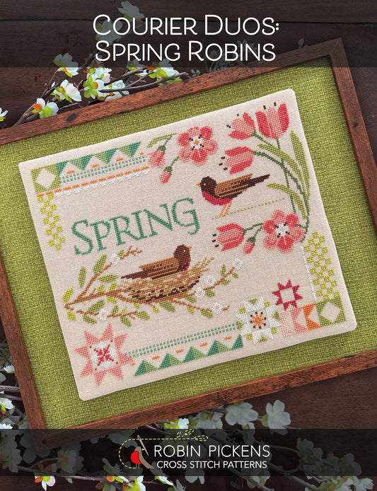 Courier Duos: Spring Robins Printed Cross Stitch Pattern