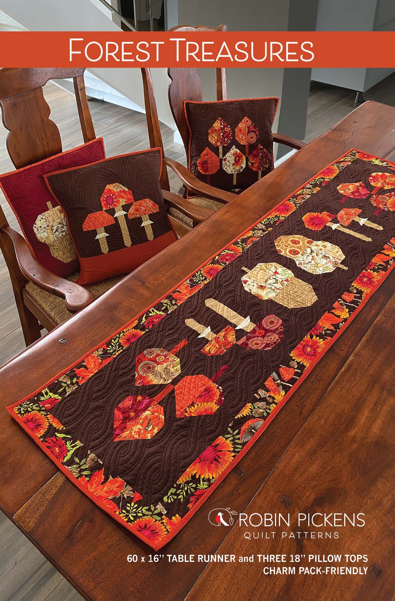 Forest Treasures Table Runner and Pillow Digital PDF pattern