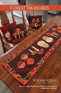 Forest Treasures Table Runner and Pillow Printed pattern