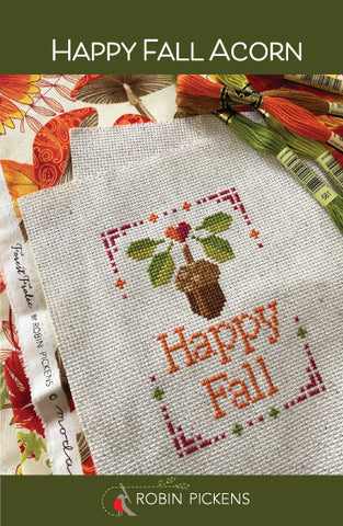 Happy Fall Acorn Cross Stitch Pattern PDF