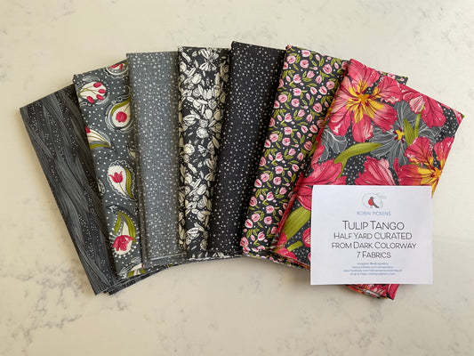 Tulip Tango - One Yard curated from Dark Colorway - 7 Fabrics