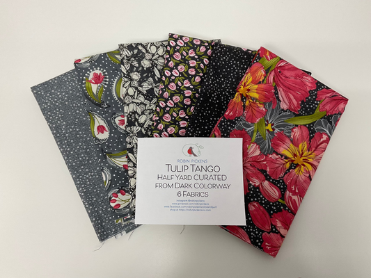 Tulip Tango - Half Yard Curated from Dark Colorway 6 Fabrics