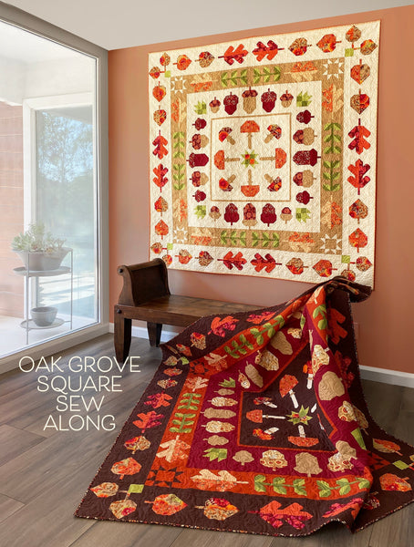 A Quilt KIT of Oak Grove Square in Thatched- COLORFUL FALL colorway