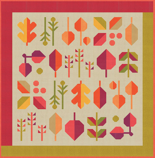 A Quilt Kit of Leaf Press - Washed Linen w/ 2 color border