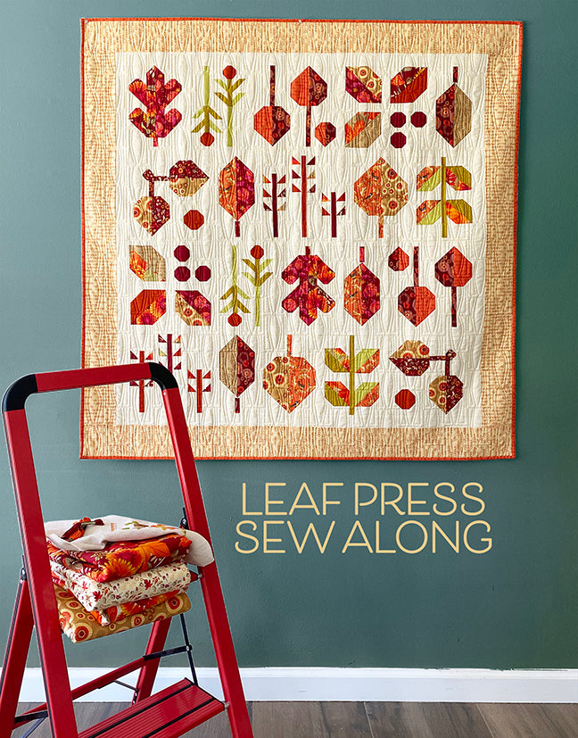 A QUILT KIT of LEAF PRESS in the LIGHT background (Buttermilk) colorway