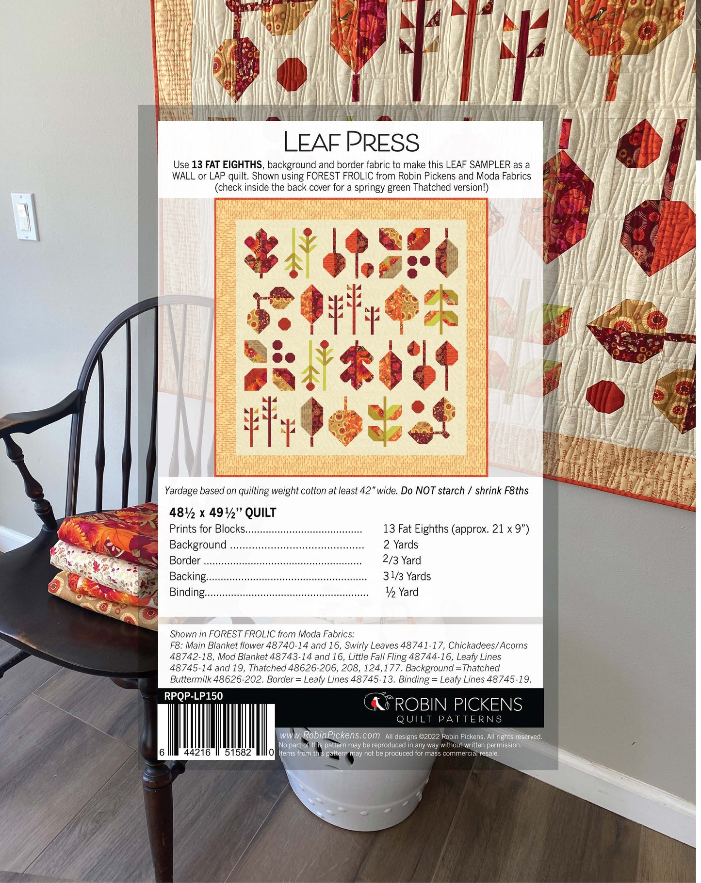 LEAF PRESS Quilt Sampler - Printed pattern - Fat Eighth-friendly
