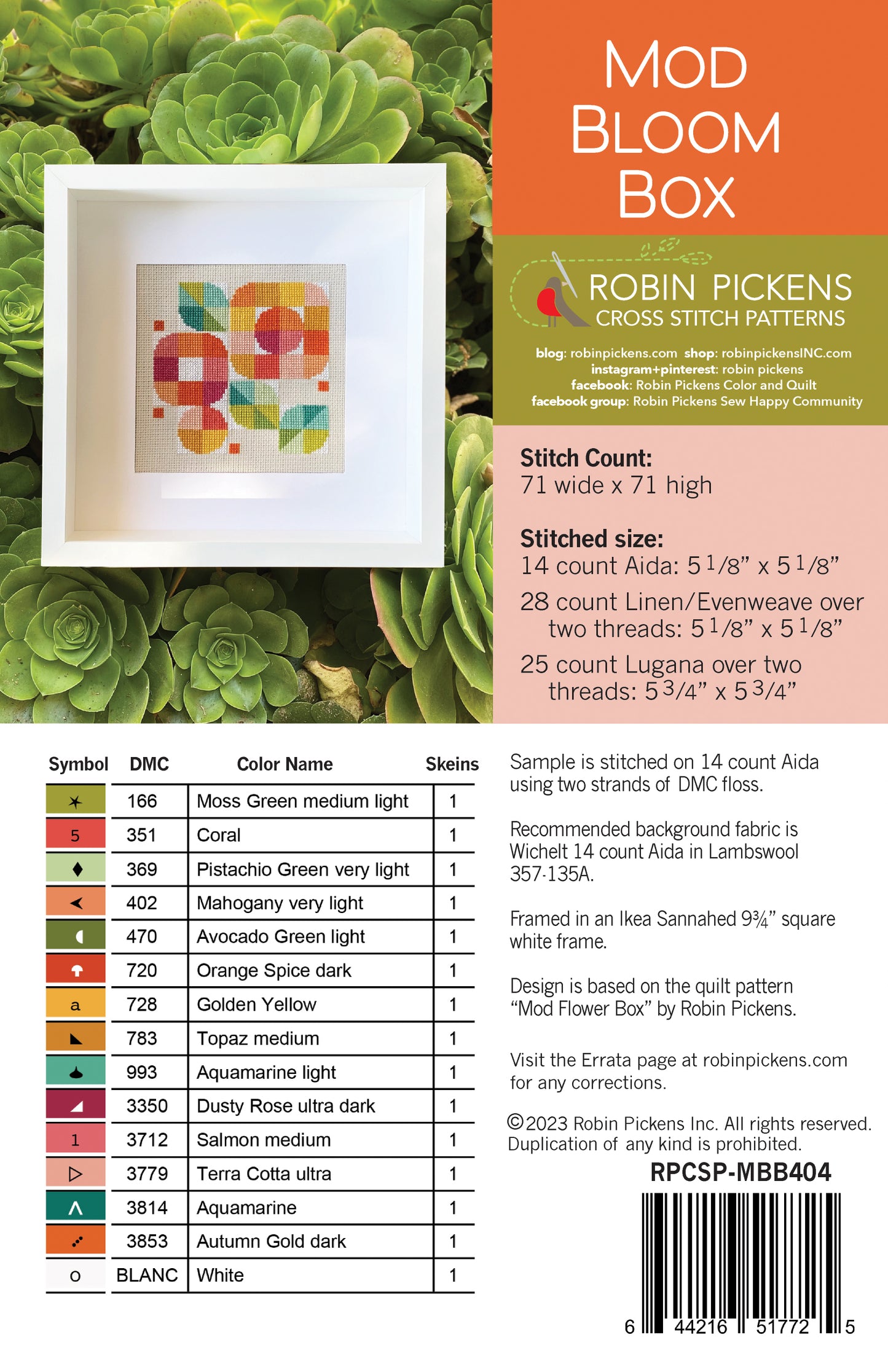Mod Bloom Box Cross Stitch Pattern PDF