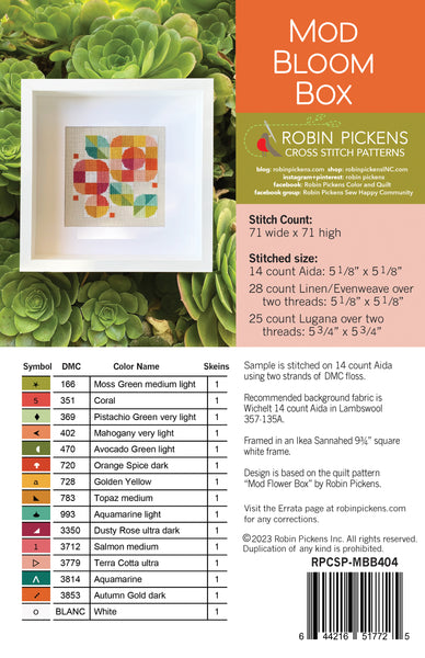 Mod Bloom Box Cross Stitch Pattern PDF