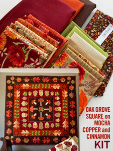 A Quilt KIT of Oak Grove Square in the dark background colorway