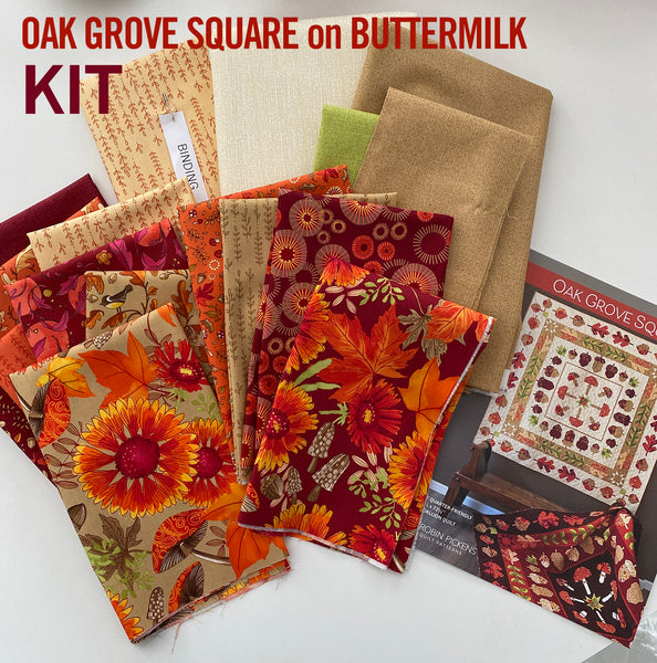 A Quilt KIT of Oak Grove Square in the light background colorway