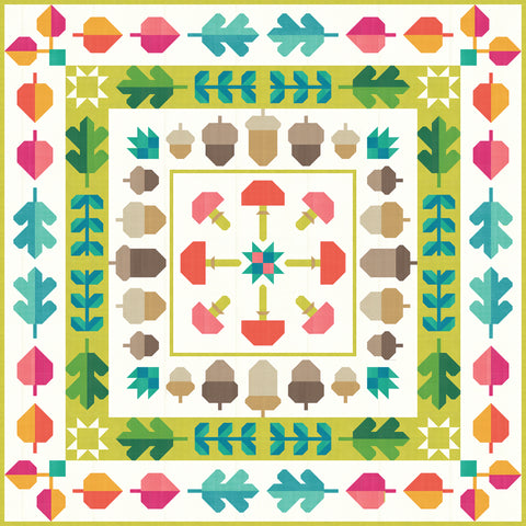 A Quilt KIT of Oak Grove Square in Thatched- CHEERY BRIGHTS colorway