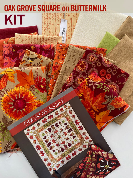 A Quilt KIT of Oak Grove Square in the light background colorway