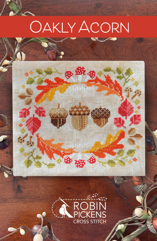 Oakly Acorn Cross Stitch Printed Pattern