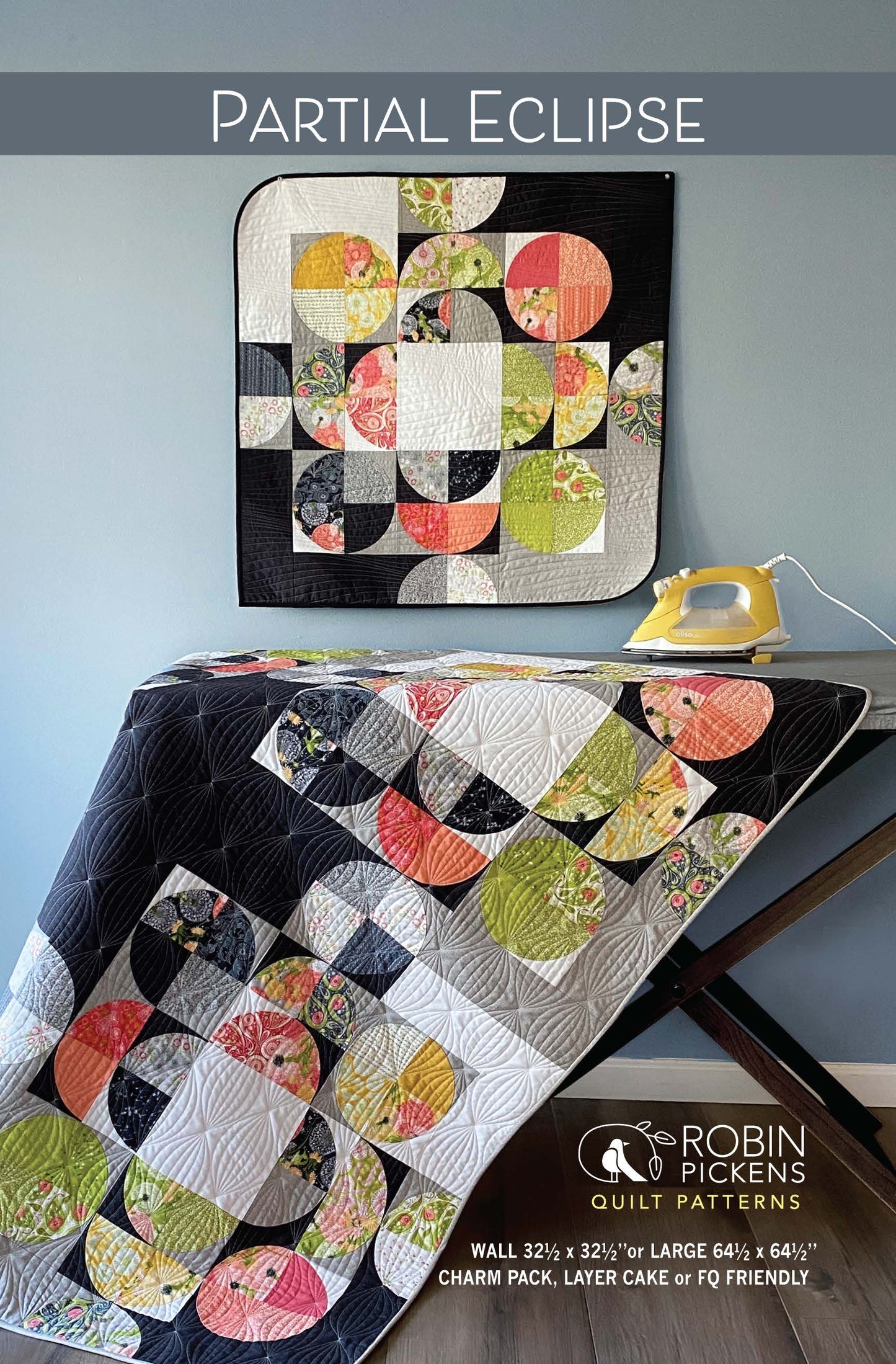Partial Eclipse (printed) quilt pattern with paper template