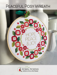 PEACEFUL POSY WREATH Cross Stitch Printed Pattern Booklet
