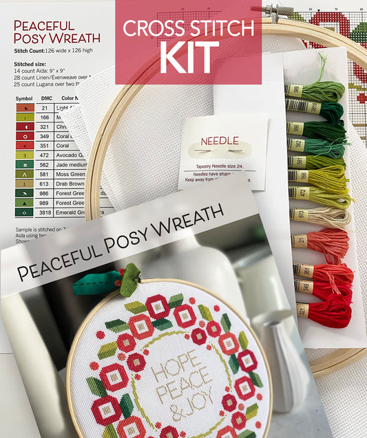 PEACEFUL POSY WREATH Cross Stitch KIT