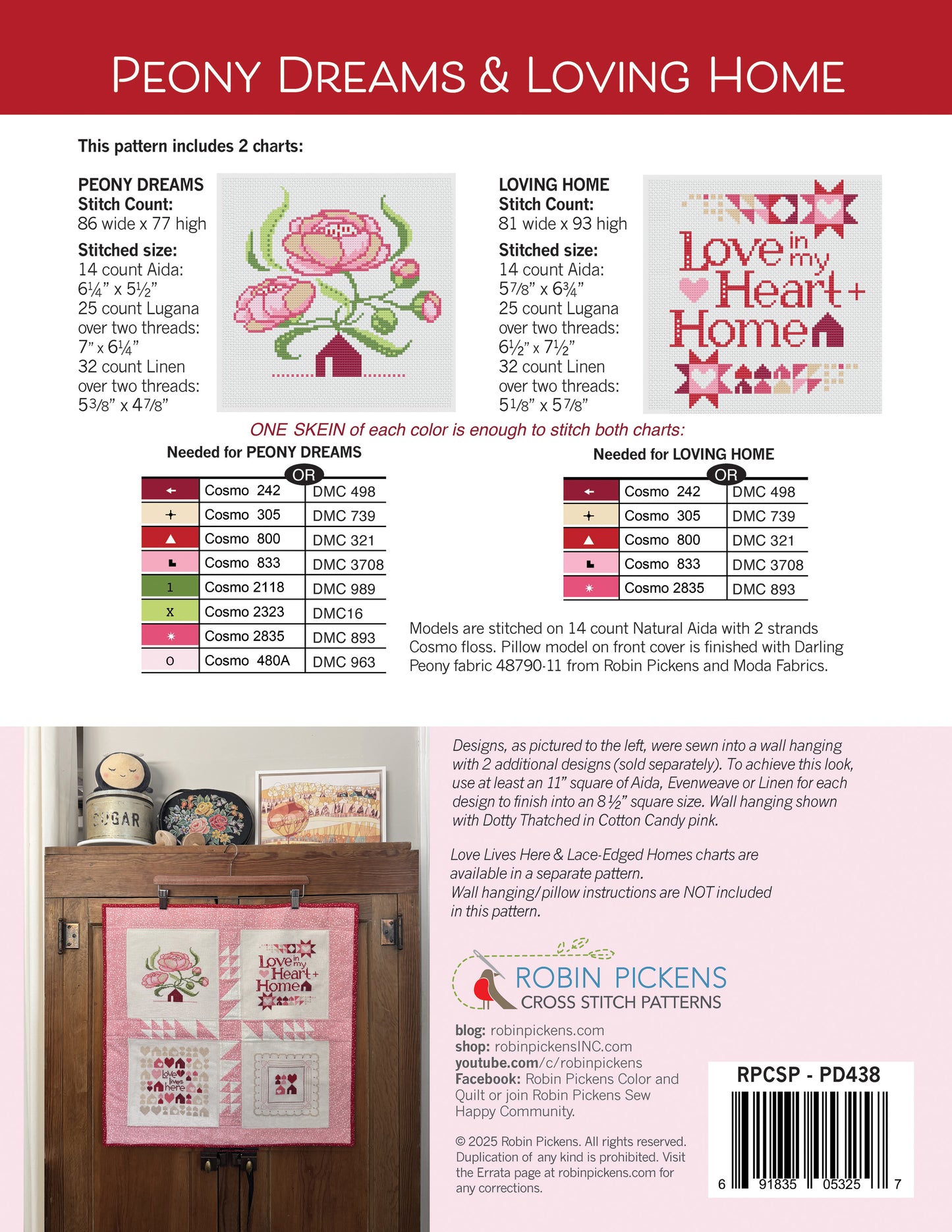 Peony Dreams & Loving Home Cross Stitch PDF Pattern
