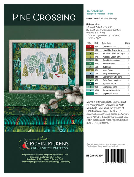 Pine Crossing Stitch Pattern, digital pdf