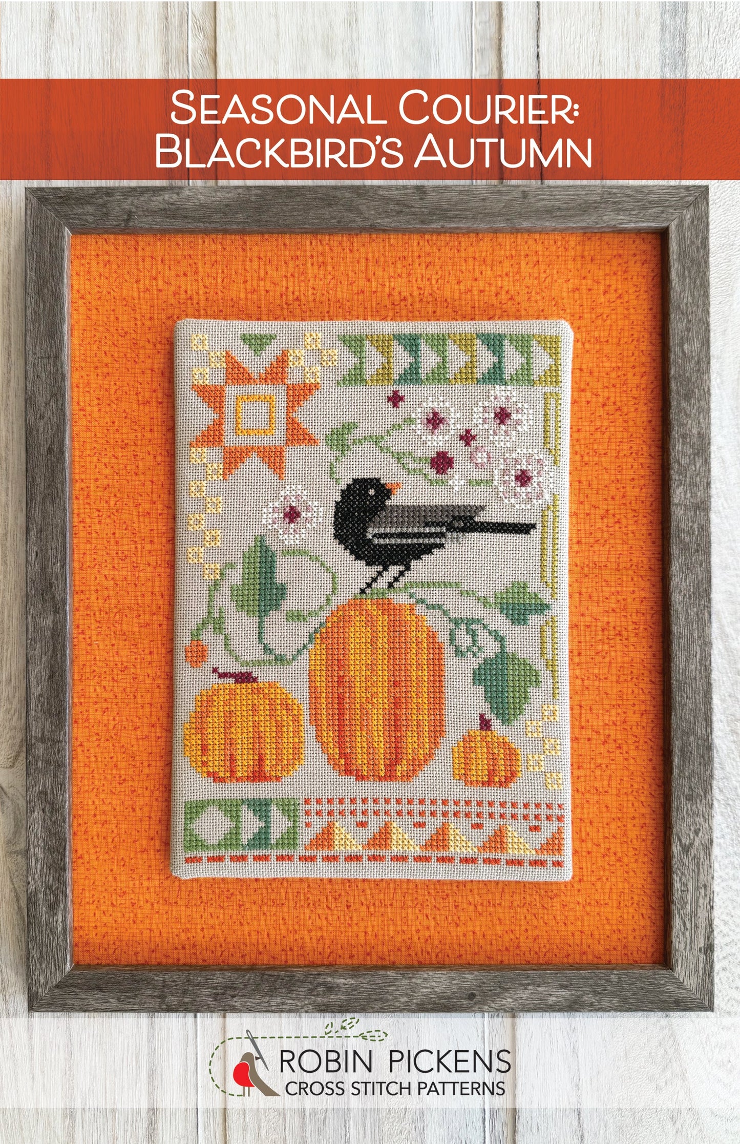 Seasonal Courier: Blackbird's Autumn Cross Stitch Printed Pattern