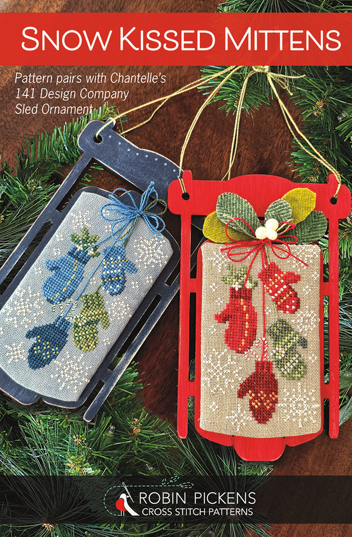 Snow Kissed Mittens cross stitch pattern, digital PDF
