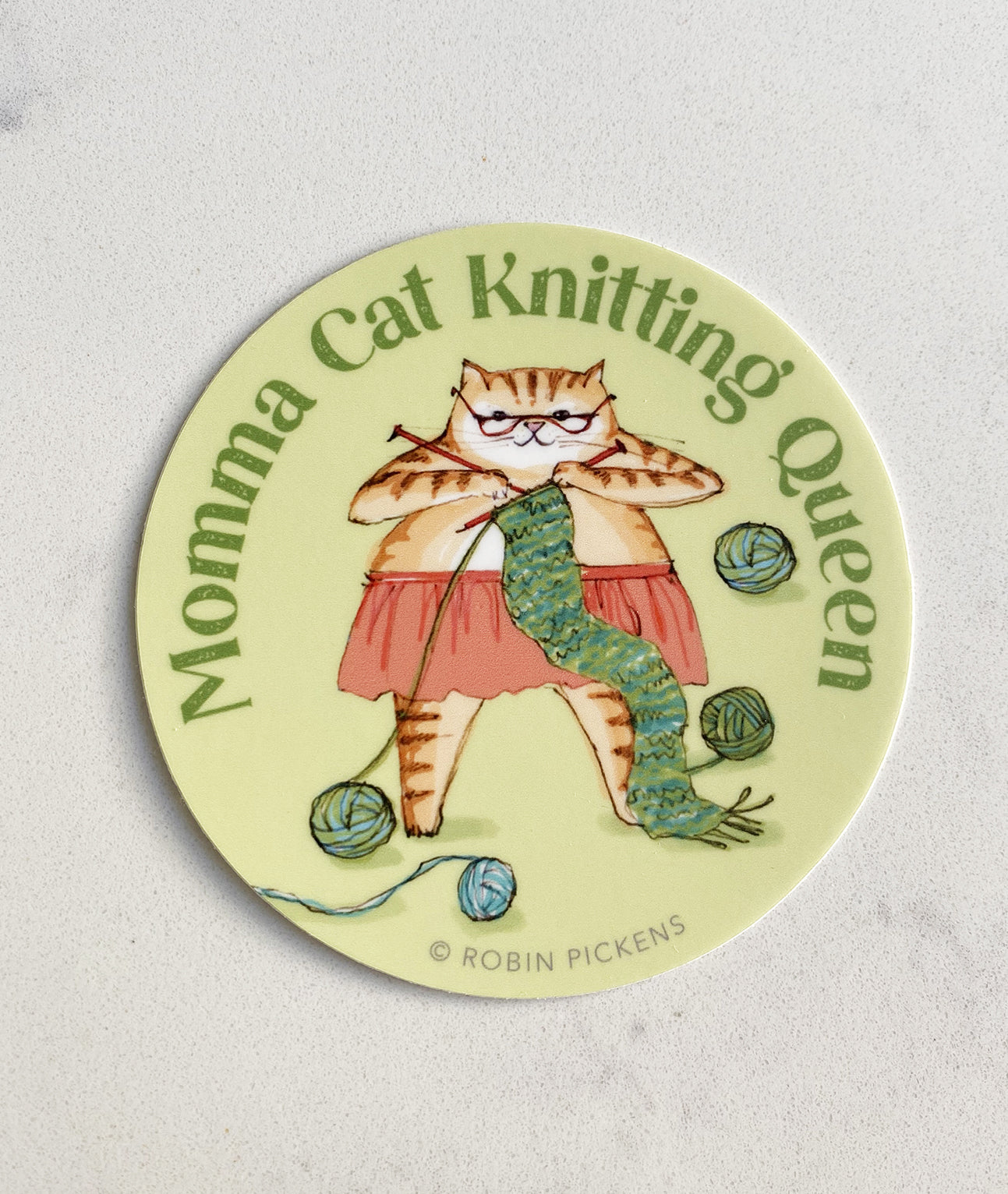 Mamma Cat Knitting Queen Sticker